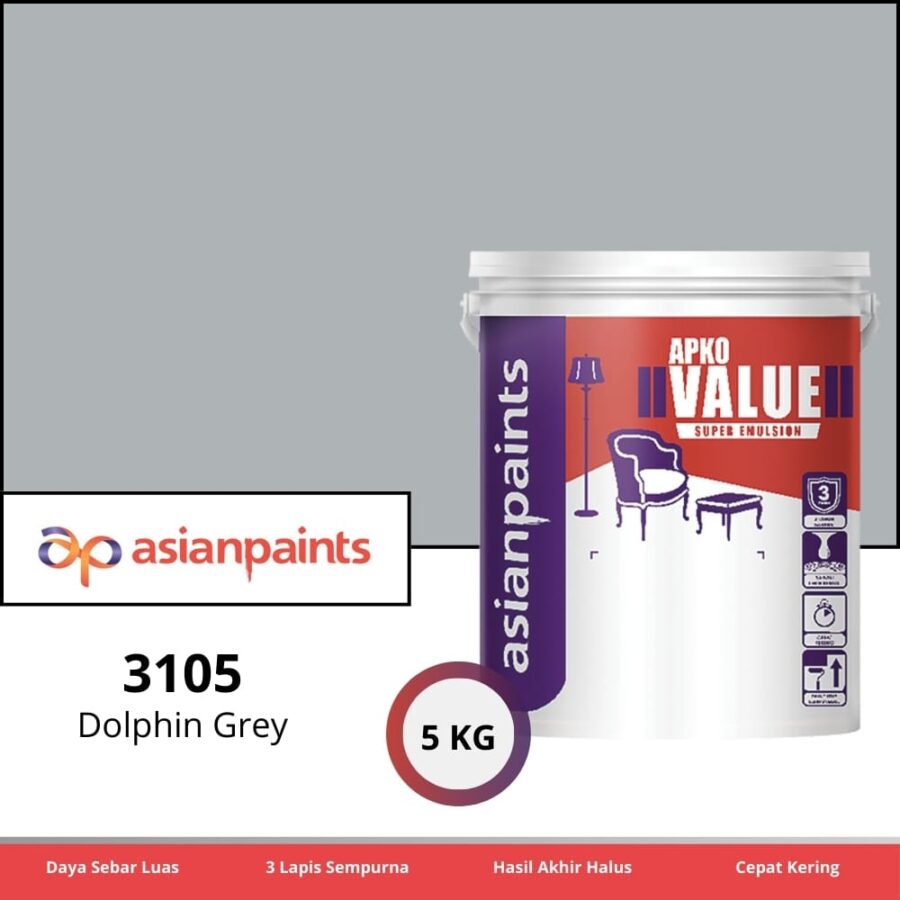 APKO Value Super Emulsion 5 Kg Dolphin Grey 3105 - Cat Tembok Pontianak