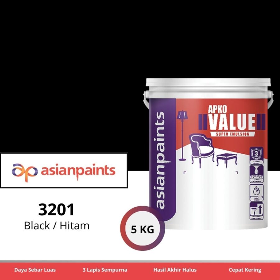 APKO Value Super Emulsion 5 Kg Black 3201 - Cat Tembok Pontianak