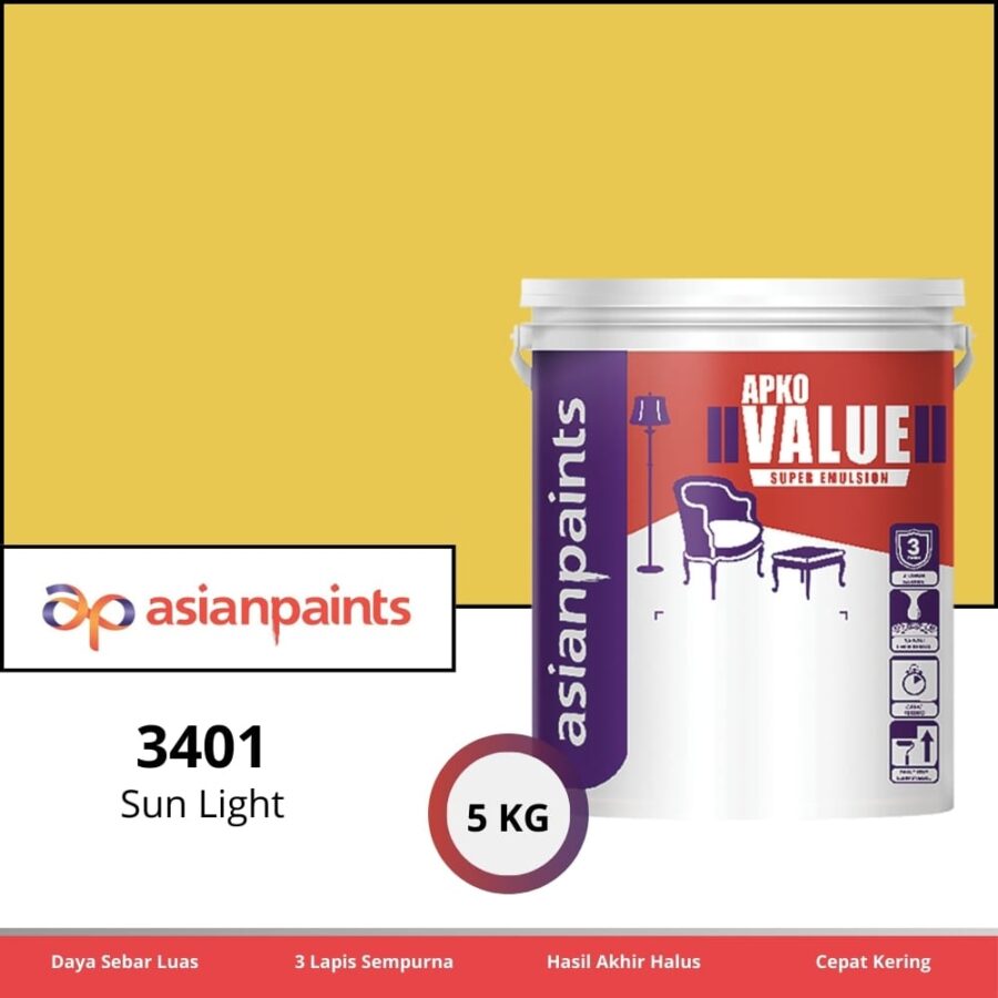 APKO Value Super Emulsion 5 Kg Sun Light 3401 - Cat Tembok Pontianak