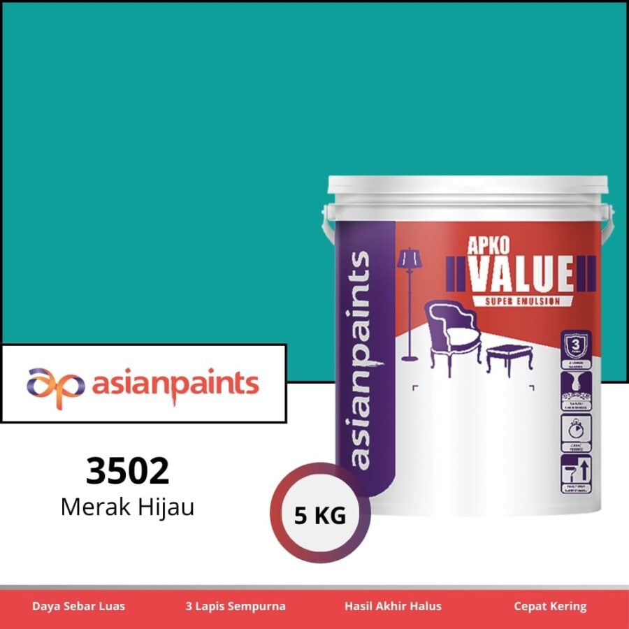 APKO Value Super Emulsion 5 Kg Merak Hijau 3502 - Cat Tembok Pontianak
