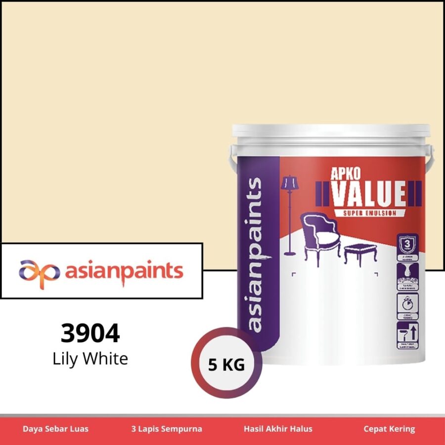 APKO Value Super Emulsion 5 Kg Lily White 3904 - Cat Tembok Pontianak