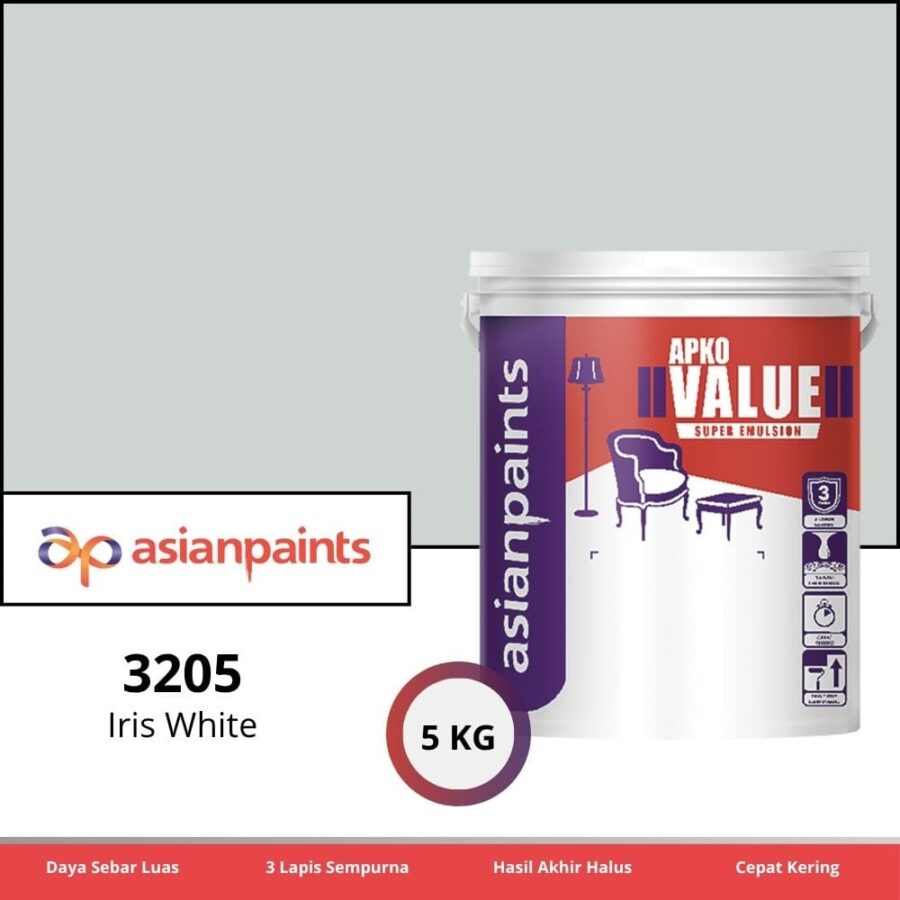 APKO Value Super Emulsion 5 Kg Iris White 3205 - Cat Tembok Pontianak