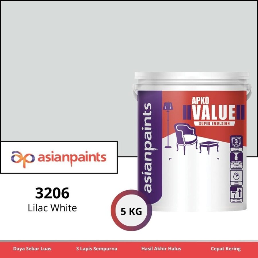 APKO Value Super Emulsion 5 Kg Lilac White 3206 - Cat Tembok Pontianak