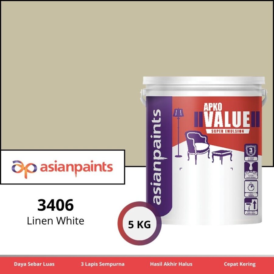 APKO Value Super Emulsion 5 Kg Linen White 3406 - Cat Tembok Pontianak