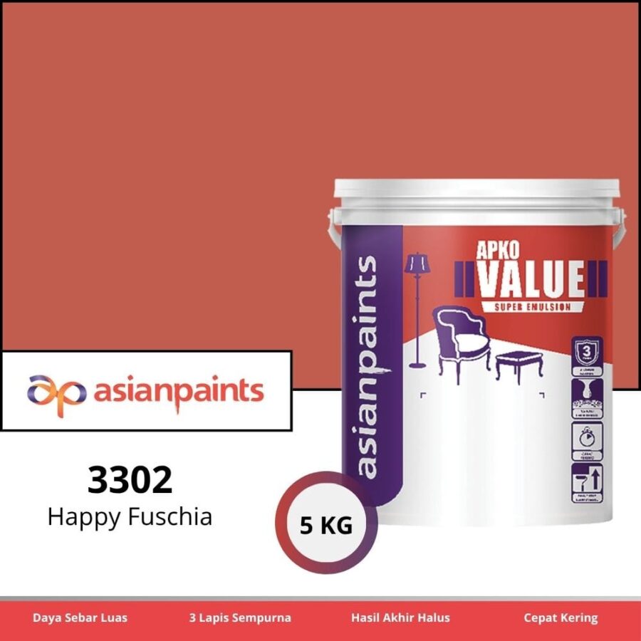 APKO Value Super Emulsion 5 Kg Happy Fuschia 3302 - Cat Tembok Pontianak