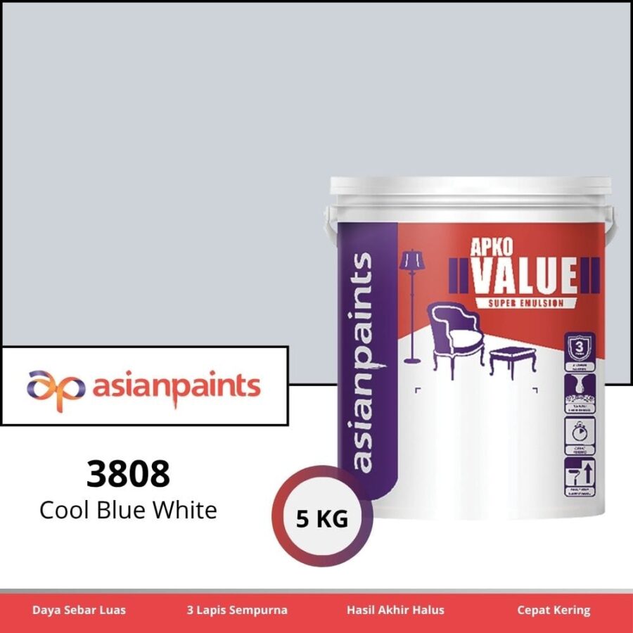 APKO Value Super Emulsion 5 Kg Cool Blue White 3808 - Cat Tembok Pontianak
