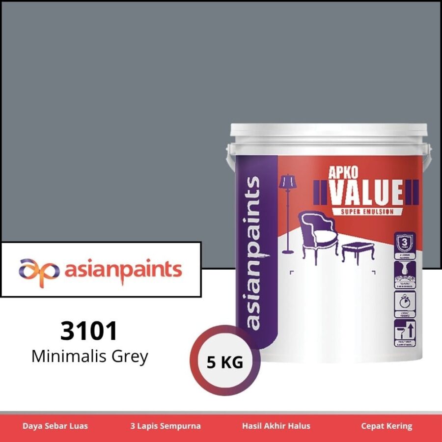 APKO Value Super Emulsion 5 Kg Minimalis Grey 3101 - Cat Tembok Pontianak