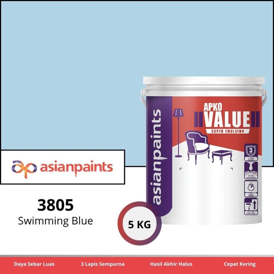 APKO Value Super Emulsion 5 Kg Swimming Blue 3805 - Cat Tembok Pontianak