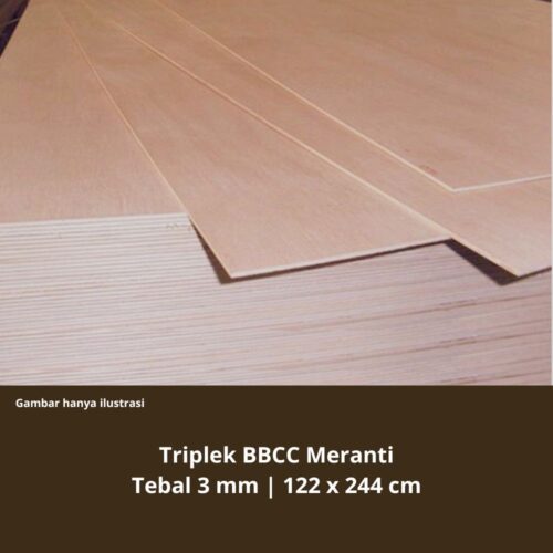 Triplek Meranti BBCC 3 mm Ukuran 122 x 244 cm Pontianak