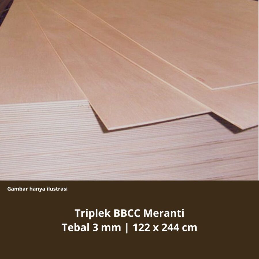 Triplek Meranti BBCC 3 mm Ukuran 122 x 244 cm Pontianak