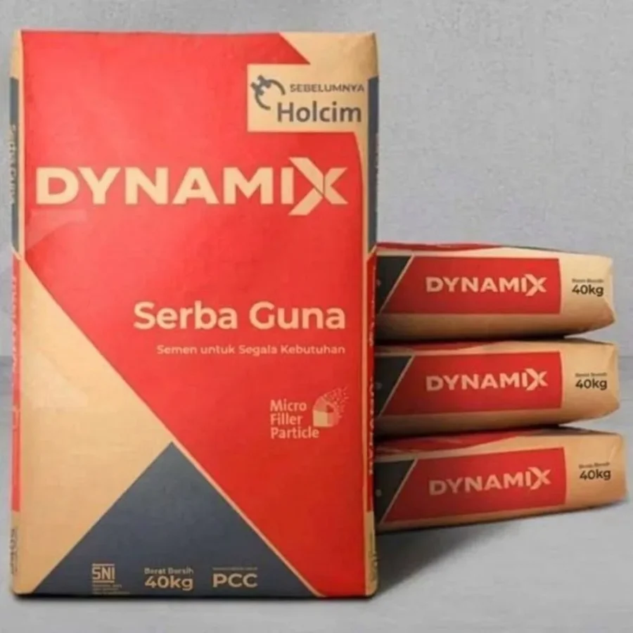 Kemasan Semen Dynamix 40 kg berlabel SNI di Toko Bangunan Sinar Karya Pontianak