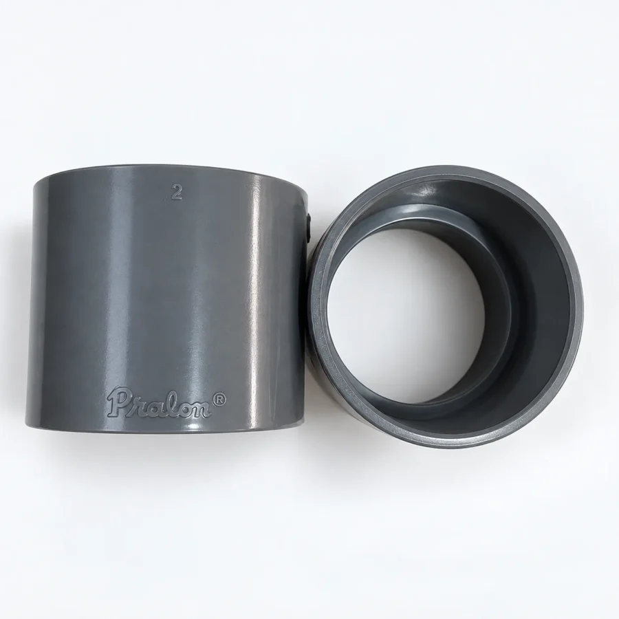 Socket PVC Pralon ukuran 2 inch berwarna abu-abu di Toko Bangunan Sinar Karya Pontianak